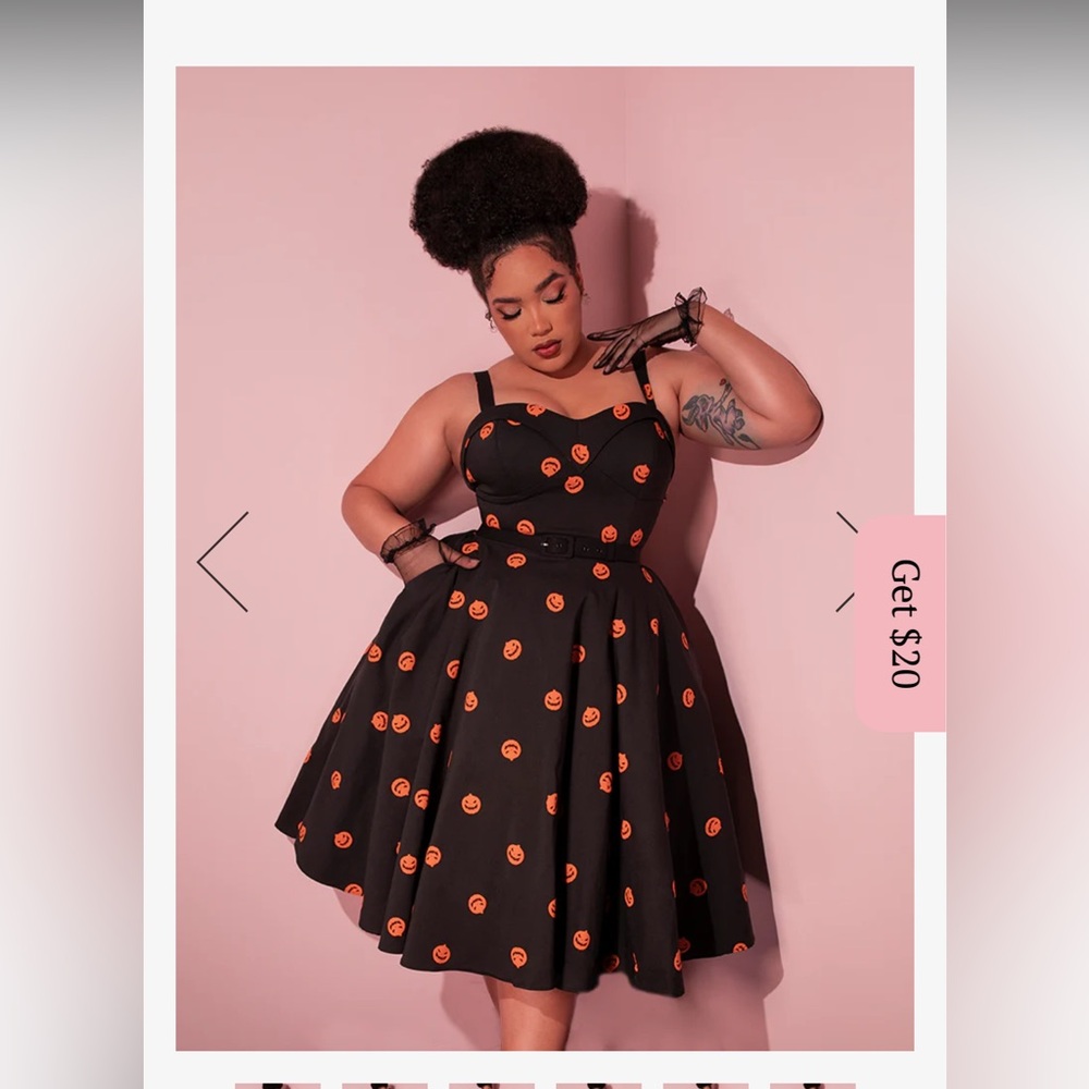 Vixen by Micheline Pitt Vintage Pumpkin swing dress EUC